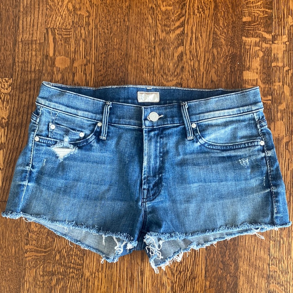 Mother Jean Short Short Fray Graffiti Girl Wash size 28 distressed